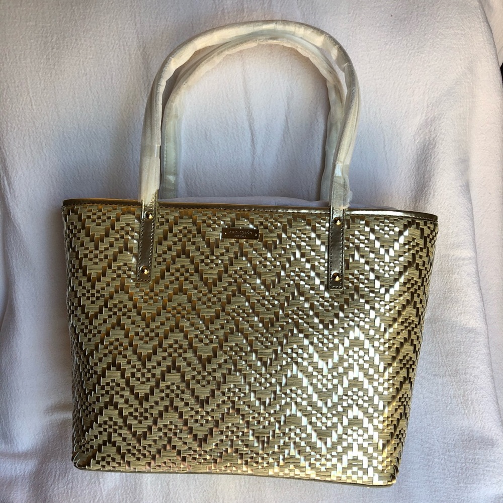 NWT Kate spade golden straw bag